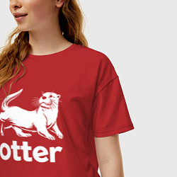 Футболка оверсайз женская Выдра в прыжке, цвет: красный — фото 2