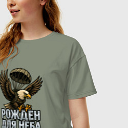 Футболка оверсайз женская Рожден для неба, цвет: авокадо — фото 2