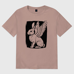 Футболка оверсайз женская Крылатый кролик, цвет: пыльно-розовый