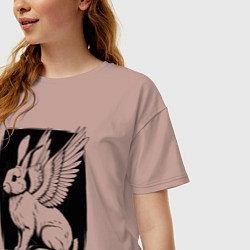Футболка оверсайз женская Крылатый кролик, цвет: пыльно-розовый — фото 2