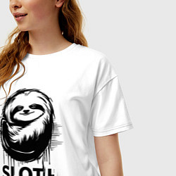Футболка оверсайз женская Ленивец в стиле граффити, цвет: белый — фото 2