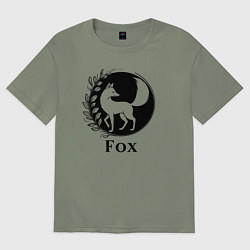 Футболка оверсайз женская Лиса в круге, цвет: авокадо