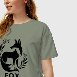 Футболка оверсайз женская Лис и ветки, цвет: авокадо — фото 2