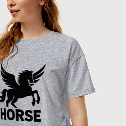 Футболка оверсайз женская Конь с крыльями, цвет: меланж — фото 2