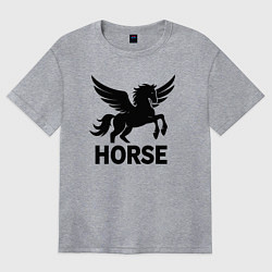 Футболка оверсайз женская Конь с крыльями, цвет: меланж