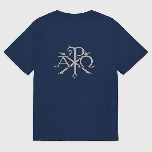 Женская футболка оверсайз Сохранит душу твою Господь светло серый арт / Тёмно-синий – фото 2