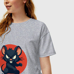 Футболка оверсайз женская Мышь боец, цвет: меланж — фото 2