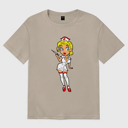 Футболка оверсайз женская Медсестра блондинка, цвет: миндальный