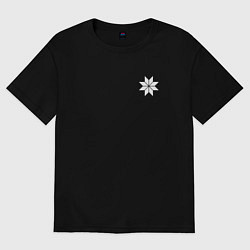 Футболка оверсайз женская Символ алатырь - оберег русича, цвет: черный