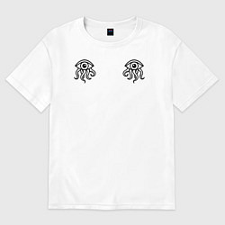 Футболка оверсайз женская Иной взгляд - два глаза осьминога, цвет: белый