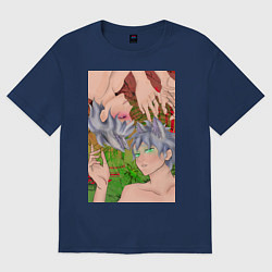 Футболка оверсайз женская Кицуне близнецы, цвет: тёмно-синий