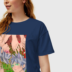 Футболка оверсайз женская Кицуне близнецы, цвет: тёмно-синий — фото 2