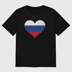 Футболка оверсайз женская Сердце России, цвет: черный