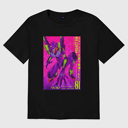 Футболка оверсайз женская Евангелион 01 - Синдзи, цвет: черный