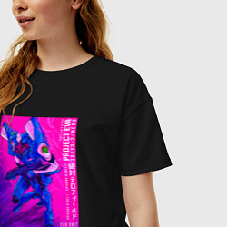 Футболка оверсайз женская Евангелион 00 - Рей, цвет: черный — фото 2