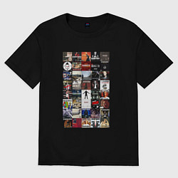 Футболка оверсайз женская Eminem - обложки, цвет: черный