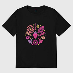 Футболка оверсайз женская Ягоды абстракция, цвет: черный