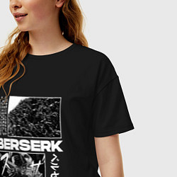 Футболка оверсайз женская Берсерк - битва, цвет: черный — фото 2