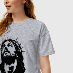 Футболка оверсайз женская Jesus in crown of thorns, цвет: меланж — фото 2