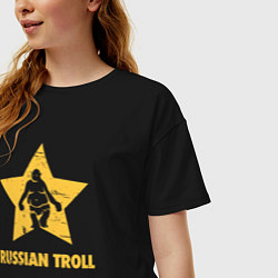 Футболка оверсайз женская Русский тролль, цвет: черный — фото 2