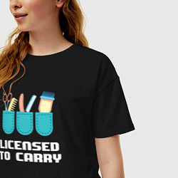 Футболка оверсайз женская Лицензия на перевозку - парикмахеру, цвет: черный — фото 2
