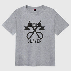 Футболка оверсайз женская Волосяной убийца - парикмахеру, цвет: меланж
