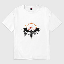 Футболка оверсайз женская Эмблема Хэллоуин, цвет: белый