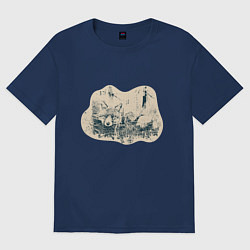 Футболка оверсайз женская Туаль де Жуи лиса, цвет: тёмно-синий