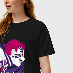 Футболка оверсайз женская Клинок, рассекающий демонов Аказа, цвет: черный — фото 2