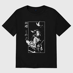 Футболка оверсайз женская Шинобу кочо и бабочки, цвет: черный