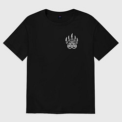 Футболка оверсайз женская Лапа медведя - оберег в кельтском стиле, цвет: черный