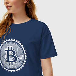 Футболка оверсайз женская Биткоин цифровой, цвет: тёмно-синий — фото 2
