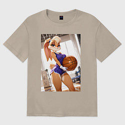 Футболка оверсайз женская Лола Банни с баскетбольным мячем, цвет: миндальный