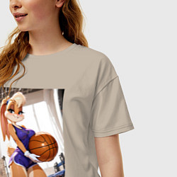 Футболка оверсайз женская Лола Банни с баскетбольным мячем, цвет: миндальный — фото 2