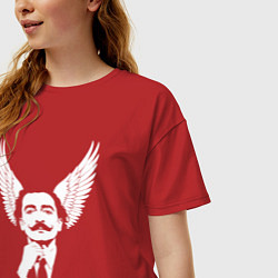 Футболка оверсайз женская Сальвадор Дали с крыльями, цвет: красный — фото 2