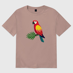 Футболка оверсайз женская Попугай Аро, цвет: пыльно-розовый
