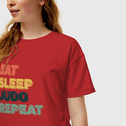 Футболка оверсайз женская Eat sleep judo repeat, цвет: красный — фото 2