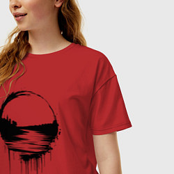 Футболка оверсайз женская Волга река в стекающей краске, цвет: красный — фото 2