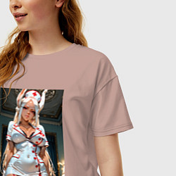 Футболка оверсайз женская Наряд медсестры от Мирко, цвет: пыльно-розовый — фото 2