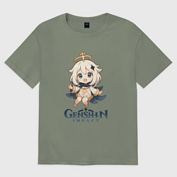 Футболка оверсайз женская Чиби Паймон Genshin Impact, цвет: авокадо