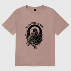 Футболка оверсайз женская Готическая ворона сидит на ветке, цвет: пыльно-розовый