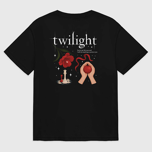 Женская футболка оверсайз Twilight book / Черный – фото 2