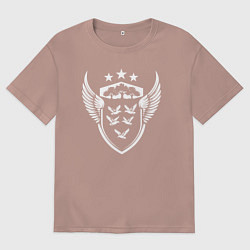 Футболка оверсайз женская Пять птиц на геральдическом щите, цвет: пыльно-розовый