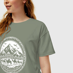 Футболка оверсайз женская Караван у гор, цвет: авокадо — фото 2