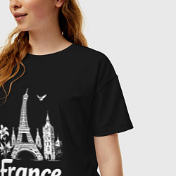 Футболка оверсайз женская Французская элегантность, цвет: черный — фото 2