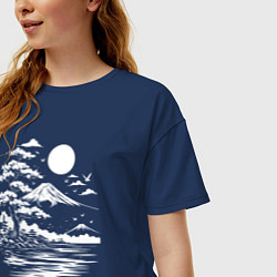 Футболка оверсайз женская Лунная гармония Фудзи, цвет: тёмно-синий — фото 2