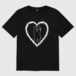 Футболка оверсайз женская Сердце с поцелуем, цвет: черный