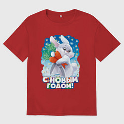 Футболка оверсайз женская С Новым годом, цвет: красный