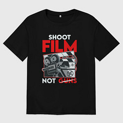 Футболка оверсайз женская Снимай фильмы, цвет: черный