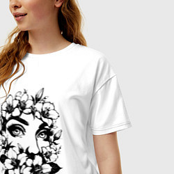 Футболка оверсайз женская Цветочный взгляд, цвет: белый — фото 2